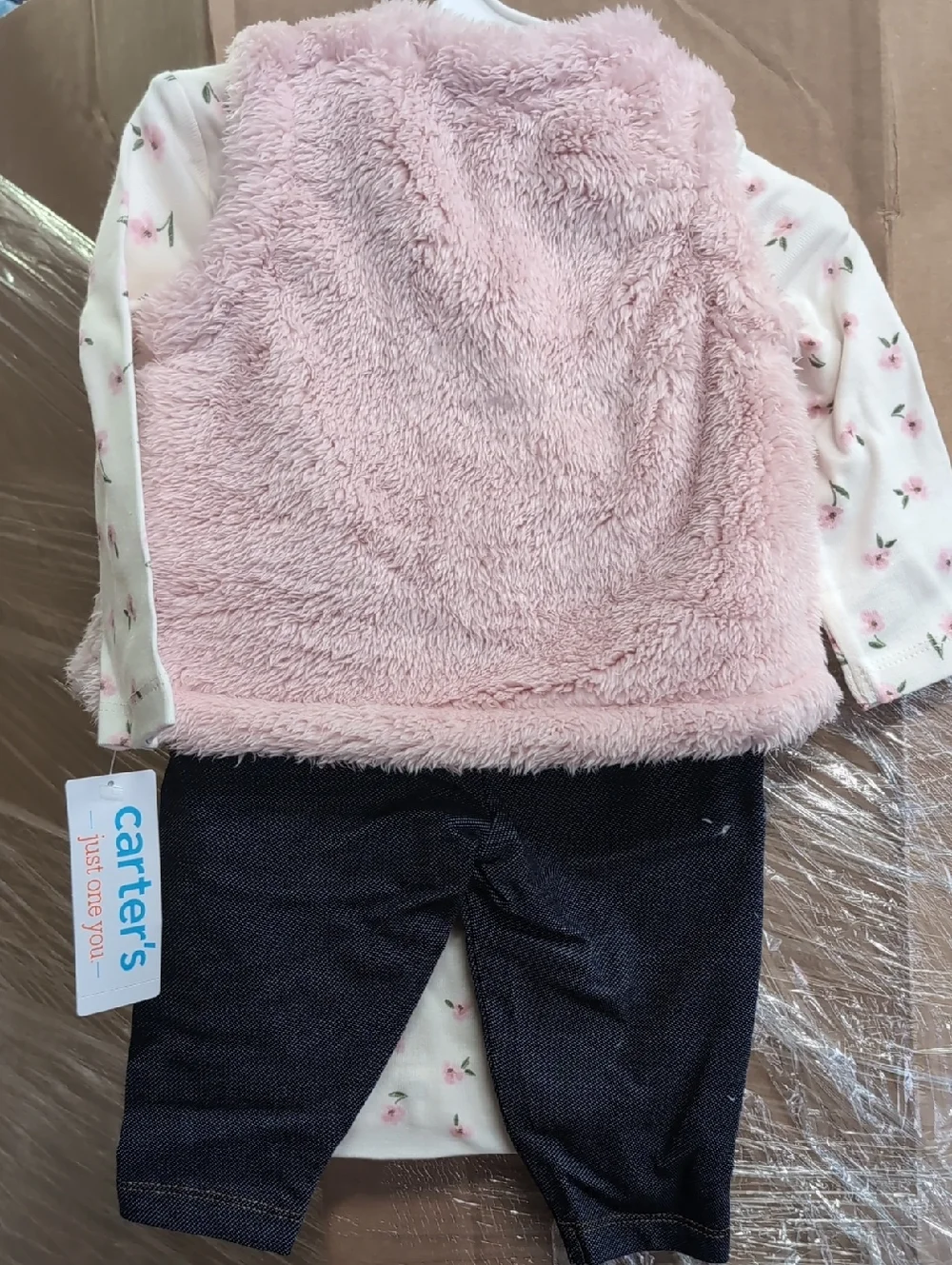 Carter's Just One Baby Girls Faux Shearling Vest With Jeggins